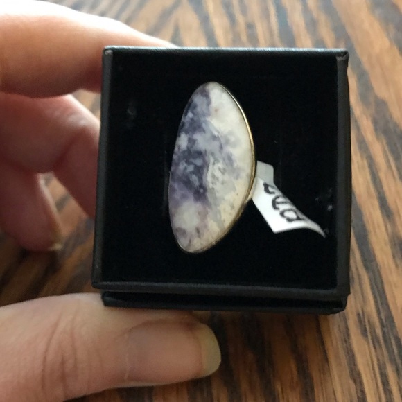 New Sterling Silver Adjustable Purple Wonky Morado Violet Flame Opal Ring Sz 7.5 - Picture 13 of 16